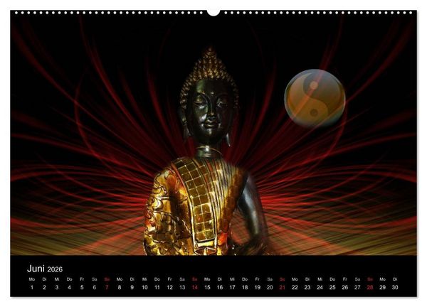 Produktbild: Buddha und Yin Yang (hochwertiger Premium Wandkalender 2026 DIN A2 quer), Kunstdruck in Hochglanz