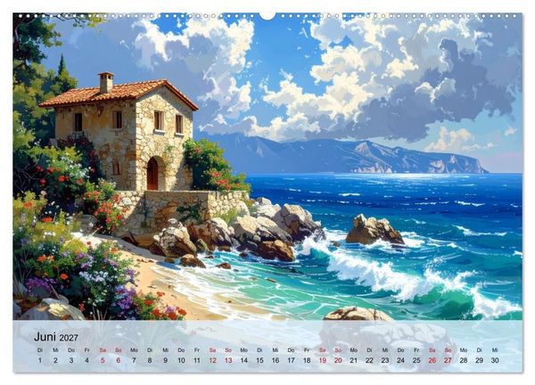 Produktbild: Romantische italienische H&auml;user am Meer (hochwertiger Premium Wandkalender 2027 DIN A2 quer), Kunstdruck in Hochglanz