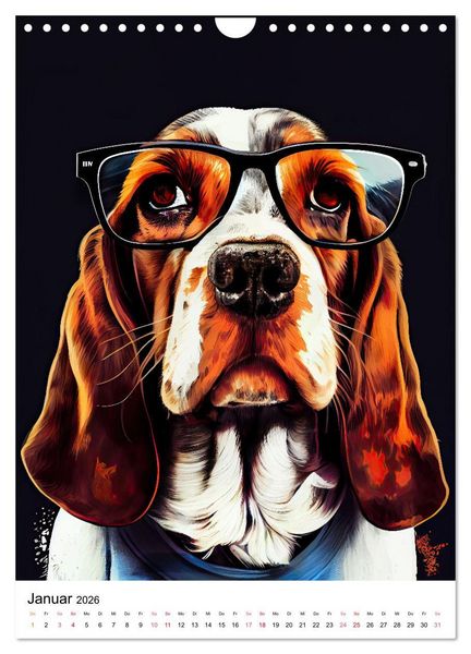 Produktbild: Hunde im Hipster Stil (Wandkalender 2026 DIN A4 hoch), CALVENDO Monatskalender