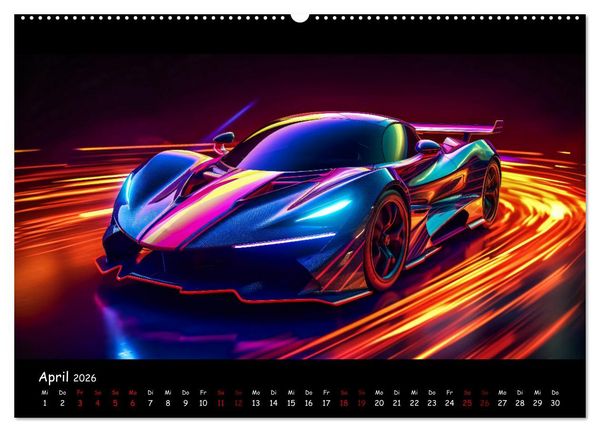 Produktbild: Futuristische Neon Cars (Wandkalender 2026 DIN A2 quer), CALVENDO Monatskalender