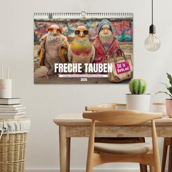 Produktbild: Freche Tauben - Lustiger Spr&uuml;chekalender mit Berliner Schnautze (Wandkalender 2026 DIN A3 quer), CALVENDO Monatskalender