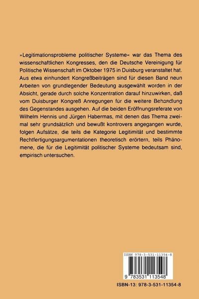 Produktbild: Legitimationsprobleme politischer Systeme