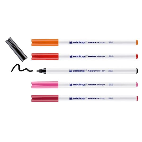 Produktbild: edding 4600 Textilstifte, 1mm, 5er Set warme Farben
