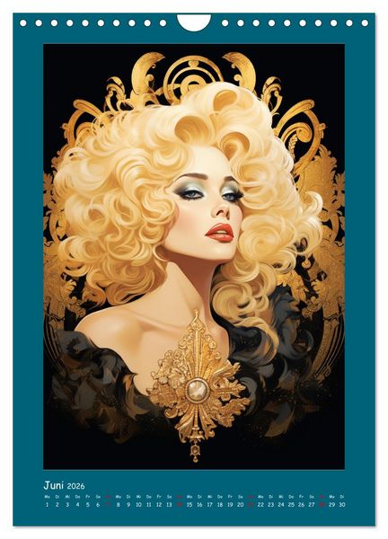 Produktbild: Glanz der Filmdiven. Art Nouveau Paintings im Poster-Stil (Wandkalender 2026 DIN A4 hoch), CALVENDO Monatskalender