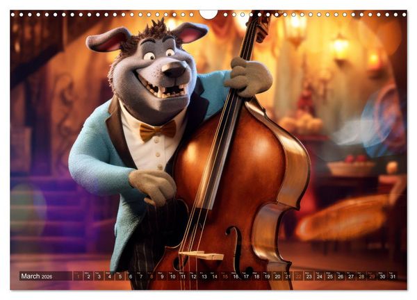 Produktbild: Cat dog music band (Wall Calendar 2026 DIN A3 landscape), CALVENDO 12 Month Wall Calendar