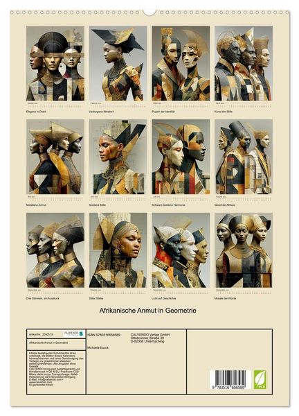 Produktbild: Afrikanische Anmut in Geometrie (hochwertiger Premium Wandkalender 2026 DIN A2 hoch), Kunstdruck in Hochglanz