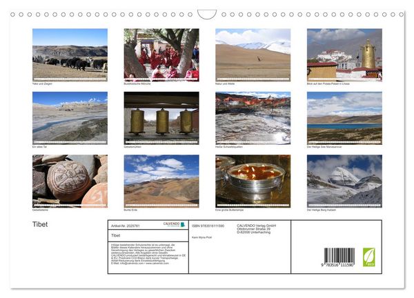 Produktbild: Tibet (Wandkalender 2026 DIN A3 quer), CALVENDO Monatskalender