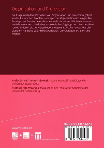 Produktbild: Organisation und Profession