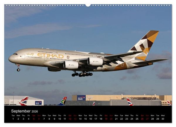 Produktbild: A380 SuperJumbo (High Quality Premium Wall Calendar 2026 DIN A2 landscape),CALVENDO 12 Month Wall Calendar