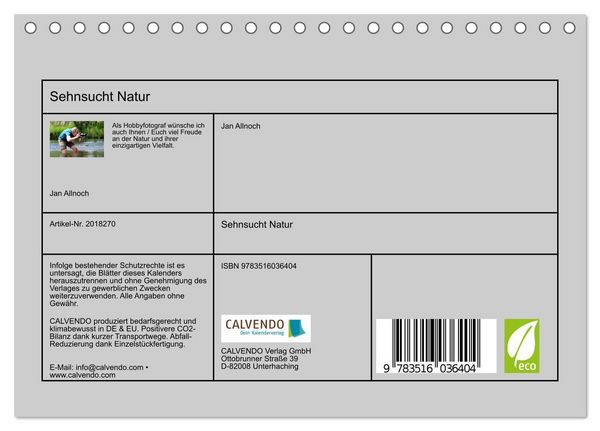 Produktbild: Sehnsucht Natur (Tischkalender 2026 DIN A5 quer), CALVENDO Monatskalender