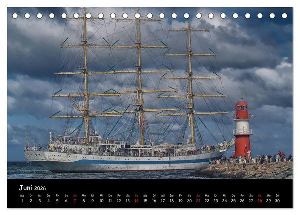 Produktbild: Windjammer vor Warnem&uuml;nde (Tischkalender 2026 DIN A5 quer), CALVENDO Monatskalender