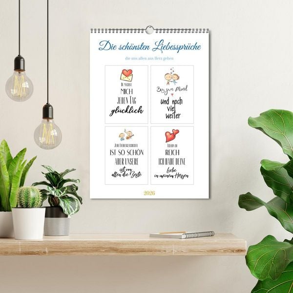 Produktbild: Liebesspr&uuml;che (Wandkalender 2026 DIN A3 hoch), CALVENDO Monatskalender