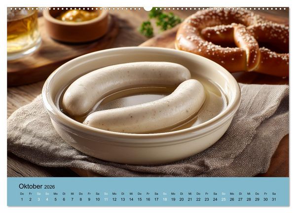 Produktbild: Bayrische Wei&szlig;wurst - Traditioneller K&uuml;chenkalender f&uuml;r Genie&szlig;er (Wandkalender 2026 DIN A2 quer), CALVENDO Monatskalender