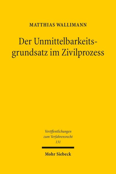 Produktbild: Der Unmittelbarkeitsgrundsatz im Zivilprozess