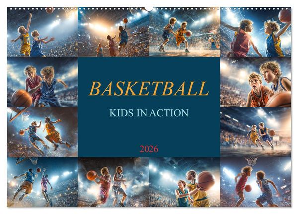 Produktbild: Basketball - Kids in Action (Wandkalender 2026 DIN A2 quer), CALVENDO Monatskalender