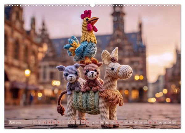 Produktbild: Amigurumi M&auml;rchenstunde nach den Gebr&uuml;dern Grimm (Wandkalender 2026 DIN A2 quer), CALVENDO Monatskalender