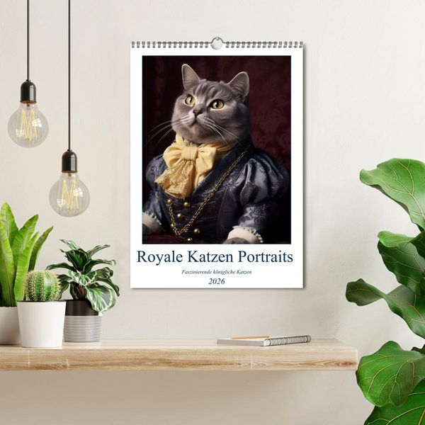 Produktbild: Royale Katzen Portraits (Wandkalender 2026 DIN A3 hoch), CALVENDO Monatskalender