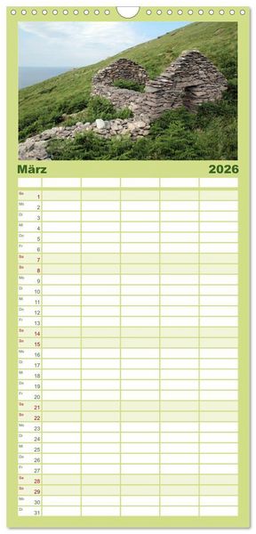 Produktbild: Familienplaner 2026 - Irland mit 5 Spalten (Wandkalender, 21 x 45 cm) CALVENDO