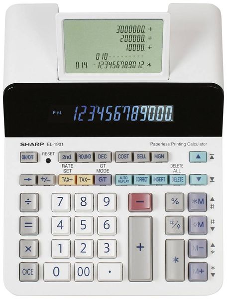 Sharp EL-1901  Tischrechner Grau, Weiß Display (Stellen): 12 batteriebetrieben, netzbetrieben (B x H x T) 192 x 254 x 66