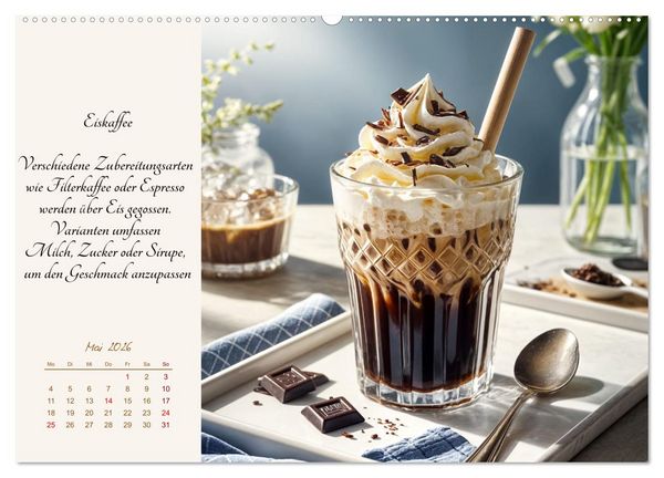 Produktbild: KI - Kaffee und Genuss 12 Monate im Aroma (hochwertiger Premium Wandkalender 2026 DIN A2 quer), Kunstdruck in Hochglanz