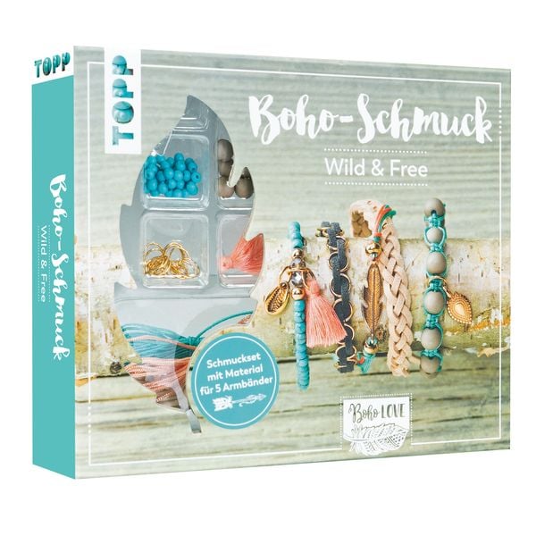 Boho-Schmuckset Wild & Free (Türkis/ Lachs)