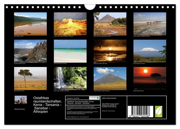 Produktbild: Ostafrikas Traumlandschaften. Kenia - Tansania - Sansibar - &Auml;thiopien (Wandkalender 2026 DIN A4 quer), CALVENDO Monatskalender