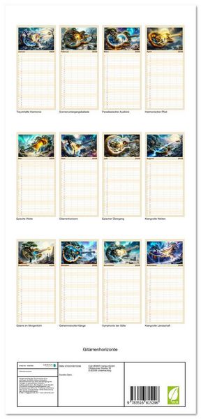 Produktbild: Familienplaner 2026 - Gitarrenhorizonte mit 5 Spalten (Wandkalender, 21 x 45 cm) CALVENDO