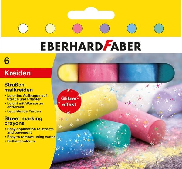 Produktbild: Eberhard Faber 526504 - Stra&szlig;enmalkreiden Glitzer, 6er Set