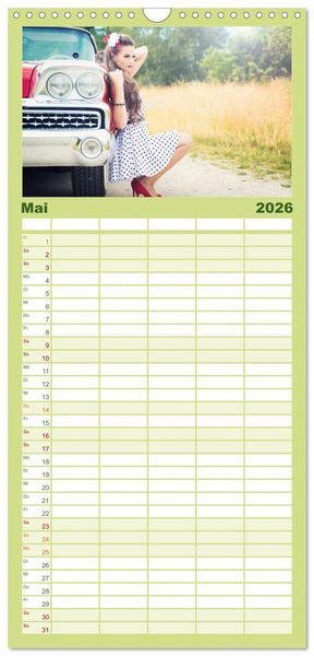 Produktbild: Familienplaner 2026 - Rockabilly - Back to the 50s mit 5 Spalten (Wandkalender, 21 x 45 cm) CALVENDO