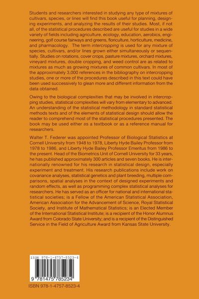 Produktbild: Statistical Design and Analysis for Intercropping Experiments