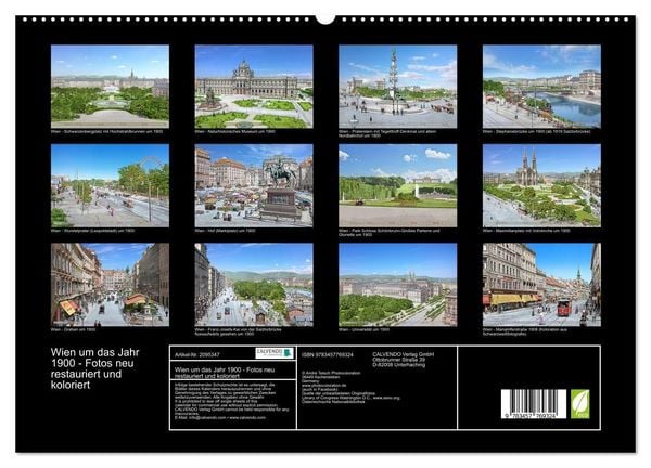 Produktbild: Wien um das Jahr 1900 - Fotos neu restauriert und koloriert (hochwertiger Premium Wandkalender 2026 DIN A2 quer), Kunstdruck in Hochglanz