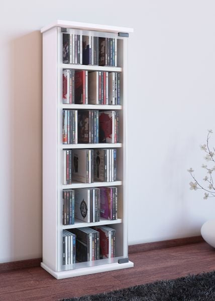 Produktbild: Holz CD DVD Stand Regal Schrank Classic Glast&uuml;r