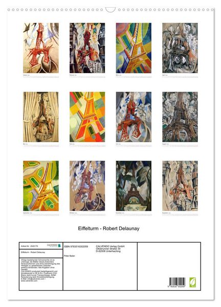 Produktbild: Eiffelturm - Robert Delaunay (Wandkalender 2026 DIN A2 hoch), CALVENDO Monatskalender