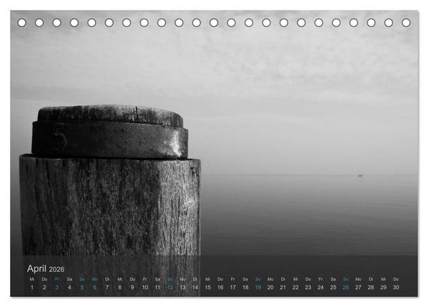 Produktbild: Seest&uuml;cke. Schwarzwei&szlig;e Nordseeimpressionen 2026 (Tischkalender 2026 DIN A5 quer), CALVENDO Monatskalender