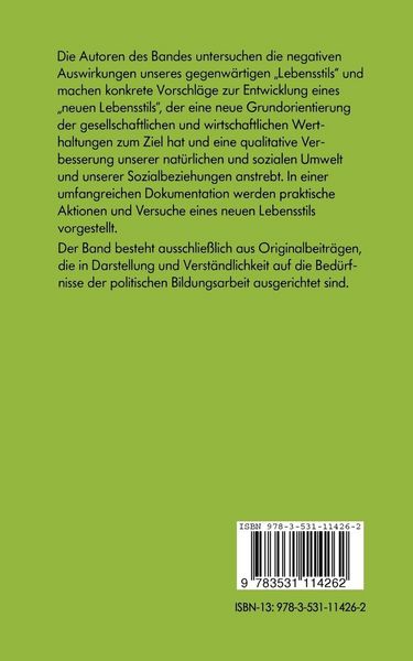 Produktbild: Neuer Lebensstil &mdash; verzichten oder ver&auml;ndern?