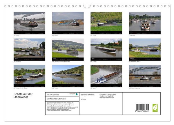 Produktbild: Schiffe auf der Oberweser (Wandkalender 2026 DIN A3 quer), CALVENDO Monatskalender