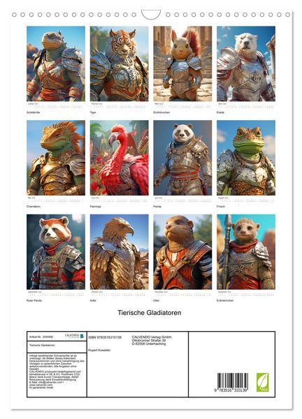 Produktbild: Tierische Gladiatoren (Wandkalender 2026 DIN A3 hoch), CALVENDO Monatskalender