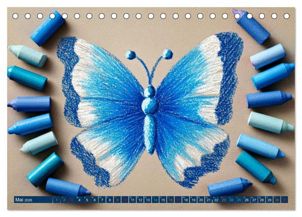 Produktbild: Artwork Schmetterlinge - Filigrane Leichtigkeit (Tischkalender 2026 DIN A5 quer), CALVENDO Monatskalender