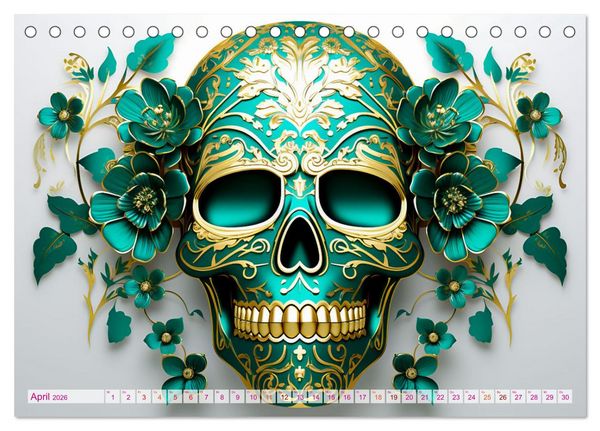 Produktbild: Skull Flower - Totenkopf ART (Tischkalender 2026 DIN A5 quer), CALVENDO Monatskalender