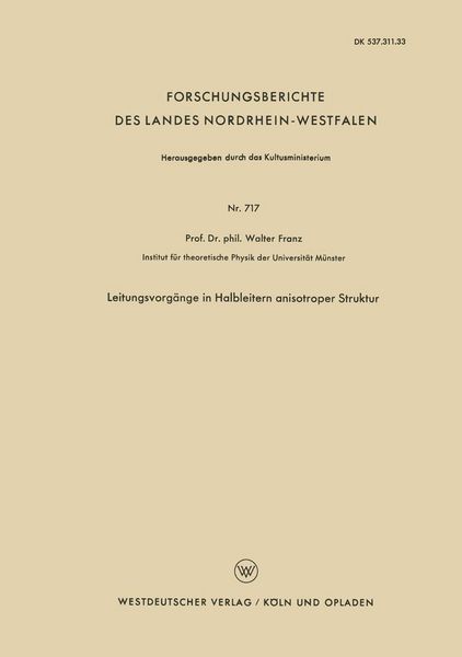 Produktbild: Leitungsvorg&auml;nge in Halbleitern anisotroper Struktur