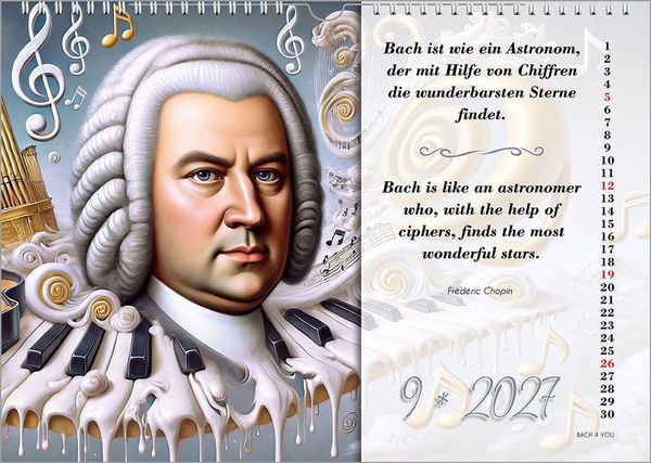 Produktbild: Johann-Sebastian-Bach-Zitate-Kalender, ein Musik-Kalender 2027, DIN A4