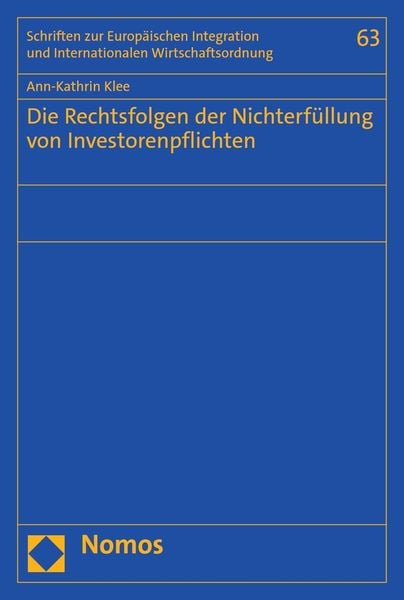 Produktbild: Die Rechtsfolgen der Nichterf&uuml;llung von Investorenpflichten