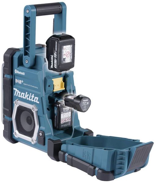 Produktbild: Makita DMR112 Baustellenradio DAB+, UKW AUX, Bluetooth&reg;, USB spritzwassergesch&uuml;tzt T&uuml;rkis, Schwarz