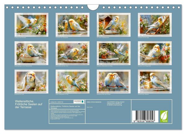 Produktbild: Wellensittiche. Fr&ouml;hliche Seelen auf der Terrasse (Wandkalender 2027 DIN A4 quer), CALVENDO Monatskalender