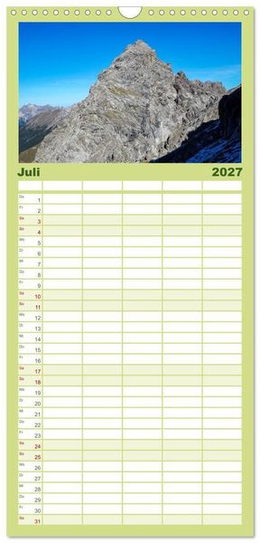 Produktbild: Familienplaner 2027 - Lechtaler Alpen mit 5 Spalten (Wandkalender, 21 x 45 cm) CALVENDO