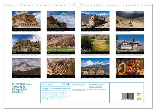 Produktbild: MUSTANG - das verborgene K&ouml;nigreich im Himalaya (Wandkalender 2026 DIN A3 quer), CALVENDO Monatskalender