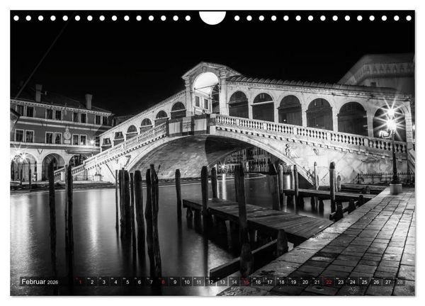 Produktbild: Leuchtendes Venedig &hellip;in monochrom (Wandkalender 2026 DIN A4 quer), CALVENDO Monatskalender