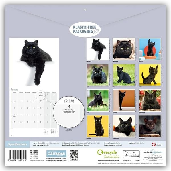 Produktbild: Black Cats &ndash; Schwarze Katzen 2027 &ndash; Wand-Kalender