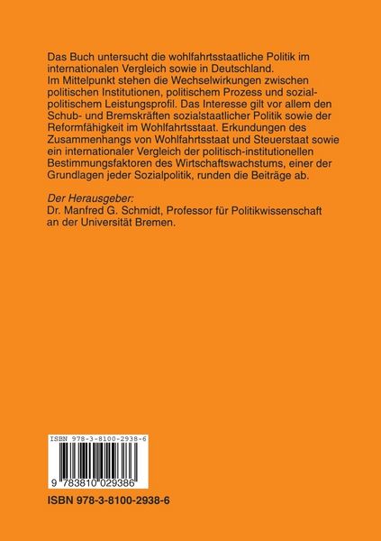Produktbild: Wohlfahrtsstaatliche Politik