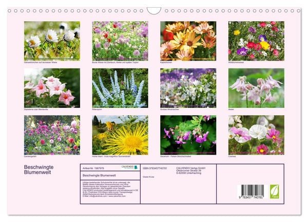 Produktbild: Beschwingte Blumenwelt (Wandkalender 2026 DIN A3 quer), CALVENDO Monatskalender